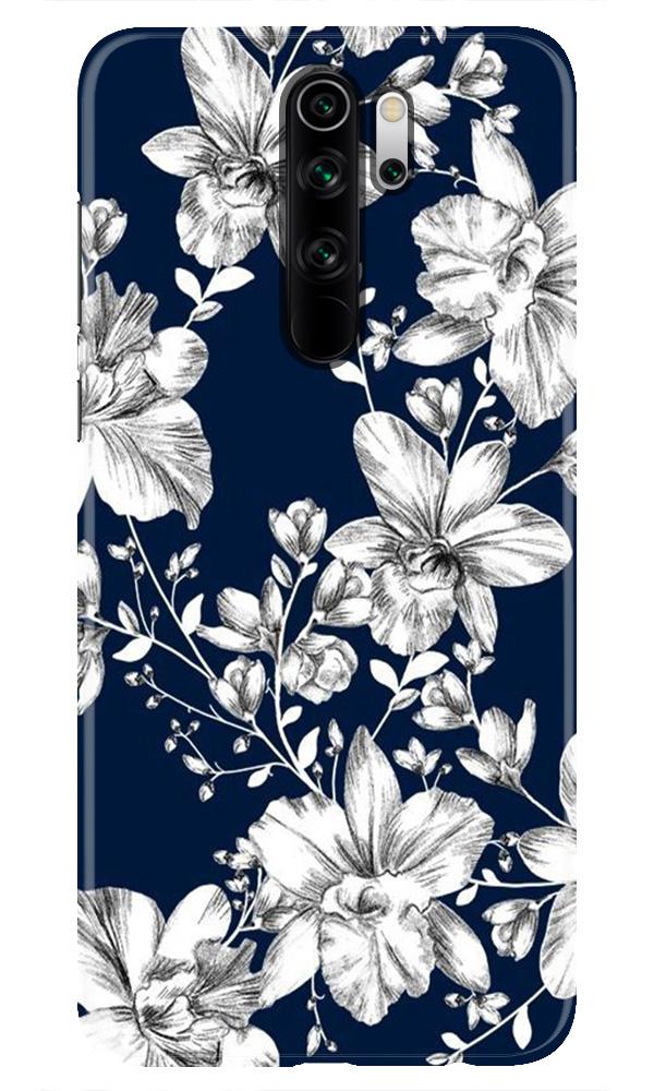 White flowers Blue Background Case for Xiaomi Redmi Note 8 Pro