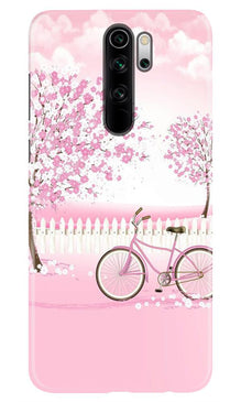 Pink Flowers Cycle Mobile Back Case for Redmi Note 8 Pro  (Design - 102) (Design - 102)