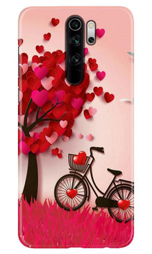 Red Heart Cycle Mobile Back Case for Redmi Note 8 Pro (Design - 222)