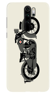 MotorCycle Mobile Back Case for Redmi Note 8 Pro (Design - 259)