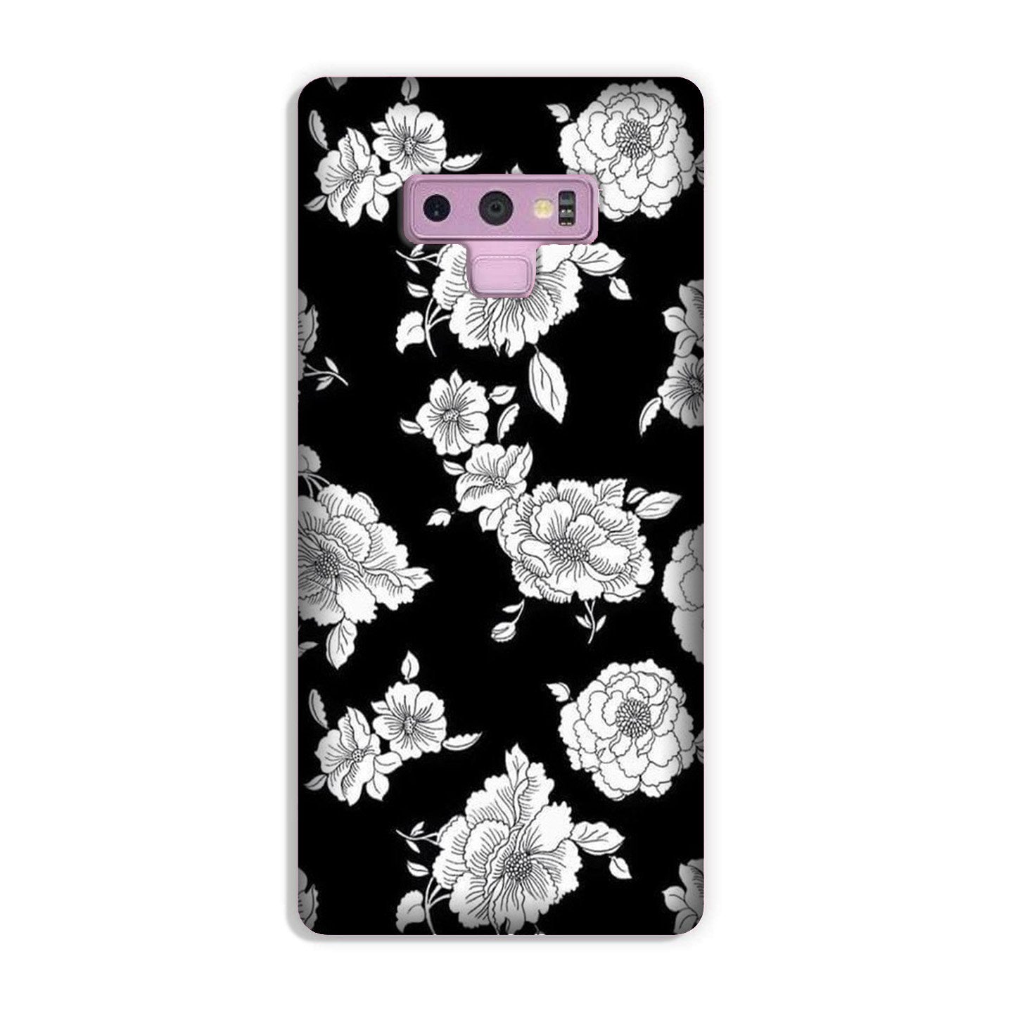 White flowers Black Background Case for Galaxy Note 9