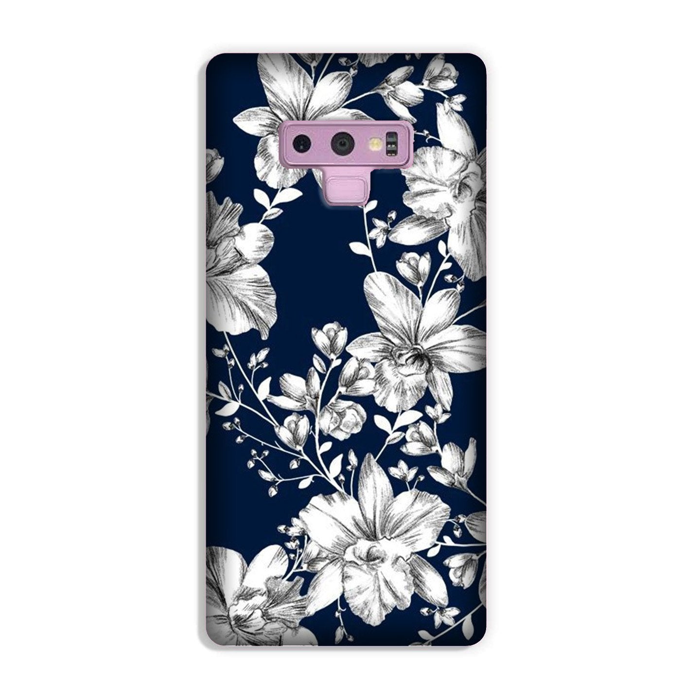 White flowers Blue Background Case for Galaxy Note 9