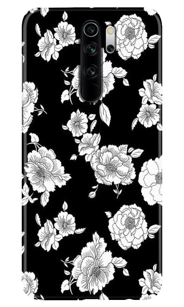 White flowers Black Background Case for Xiaomi Redmi 9 Prime