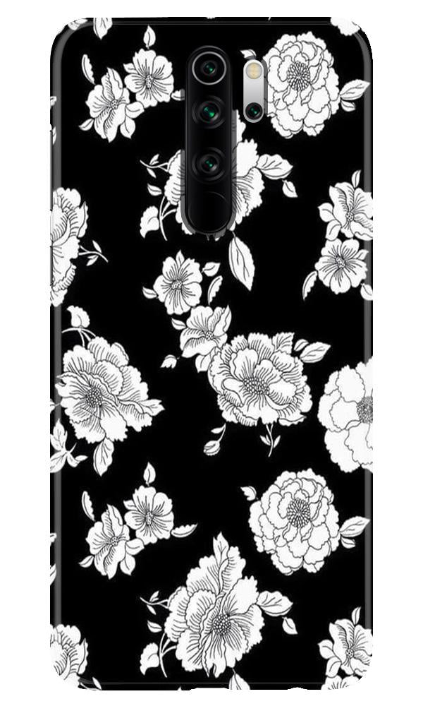 White flowers Black Background Case for Poco M2
