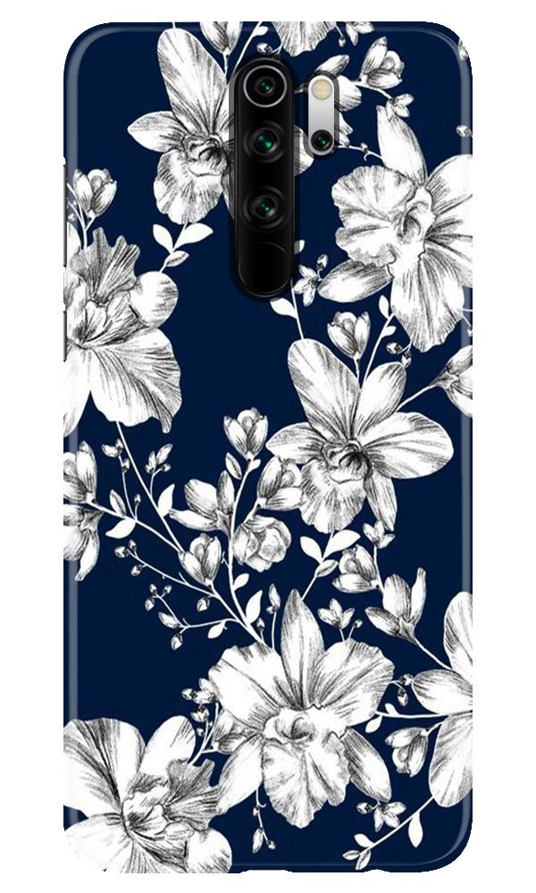 White flowers Blue Background Case for Poco M2