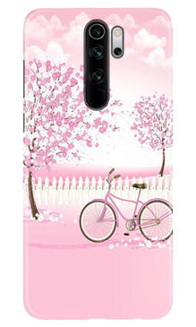 Pink Flowers Cycle Mobile Back Case for Xiaomi Redmi 9 Prime  (Design - 102)