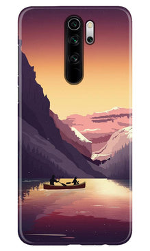 Mountains Boat Mobile Back Case for Poco M2 (Design - 181)