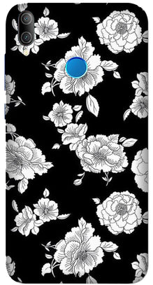 White flowers Black Background Mobile Back Case for Asus Zenfone Max M1 (Design - 9)
