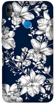 White flowers Blue Background Mobile Back Case for Asus Zenfone Max M1 (Design - 14)