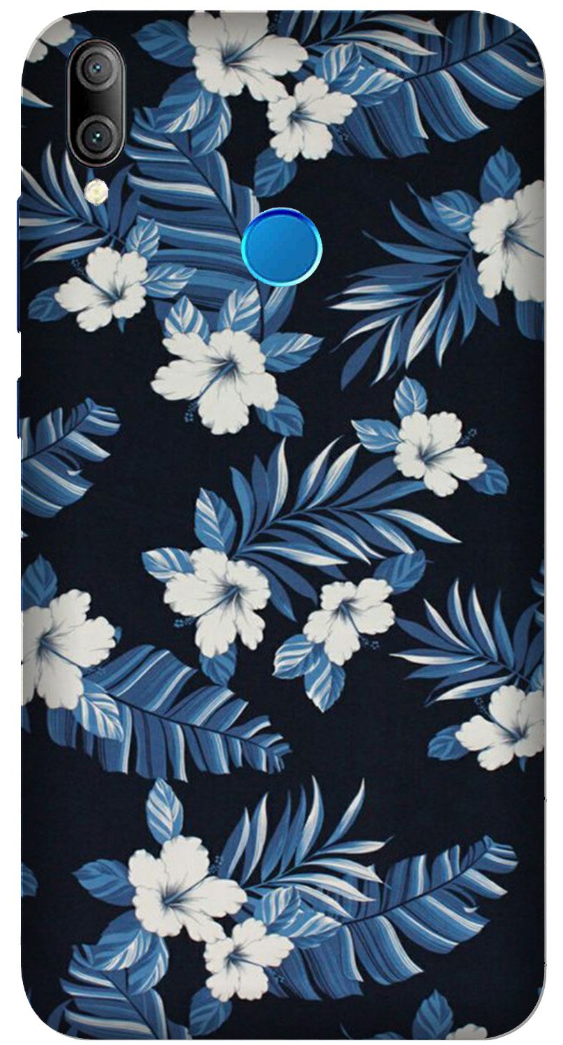 White flowers Blue Background2 Case for Huawei Y7 Prime 2019 Model