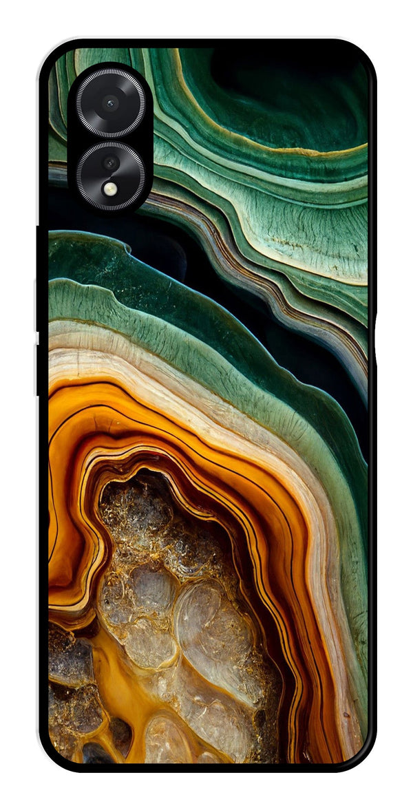 Marble Design Metal Mobile Case for Oppo A18   (Design No -28)