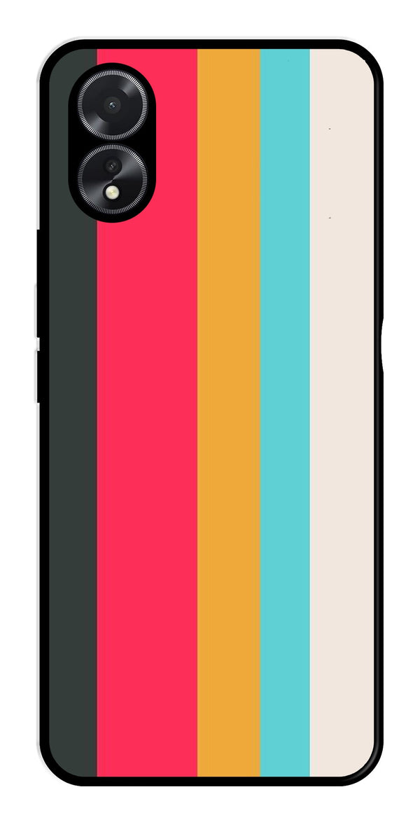 Muted Rainbow Metal Mobile Case for Oppo A38    (Design No -31)