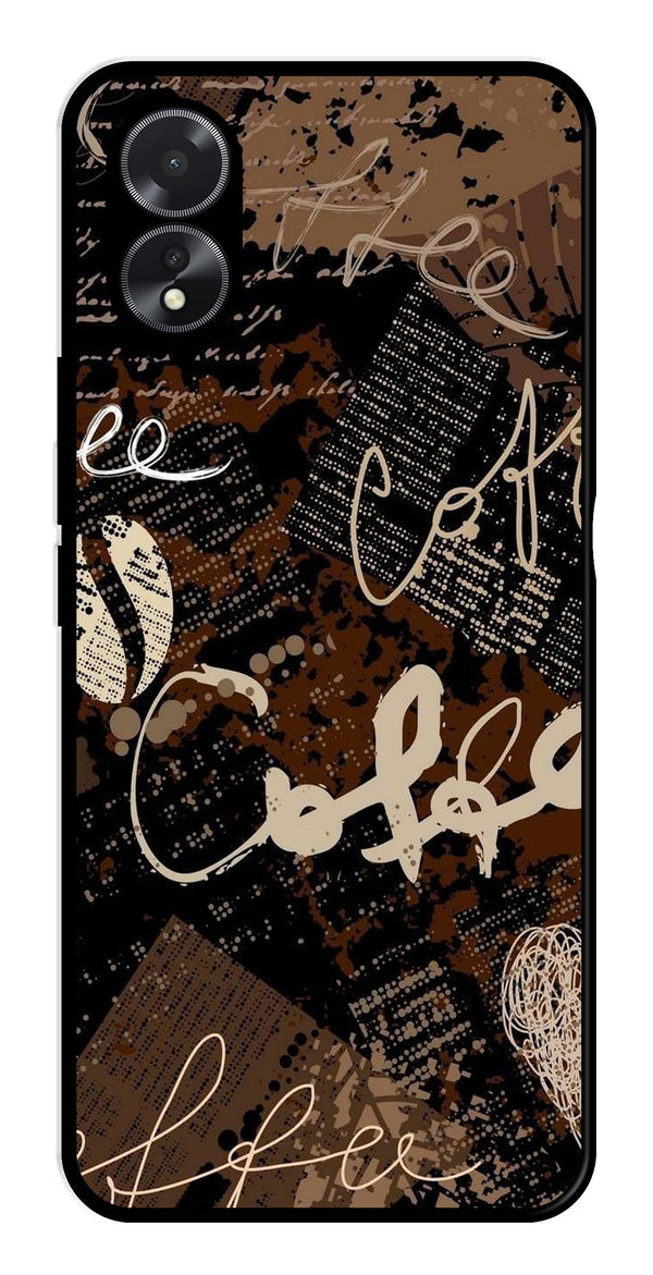 Coffee Pattern Metal Mobile Case for Oppo A18   (Design No -37)