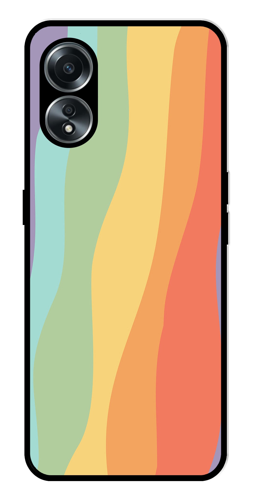 Muted Rainbow Metal Mobile Case for Oppo A58 4G    (Design No -02)