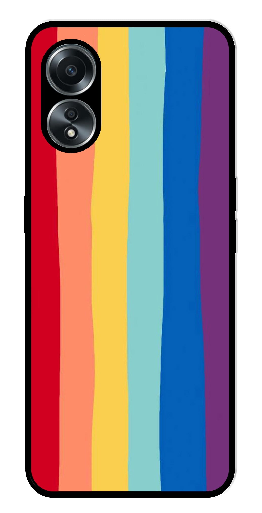 Rainbow MultiColor Metal Mobile Case for Oppo A58 4G    (Design No -03)