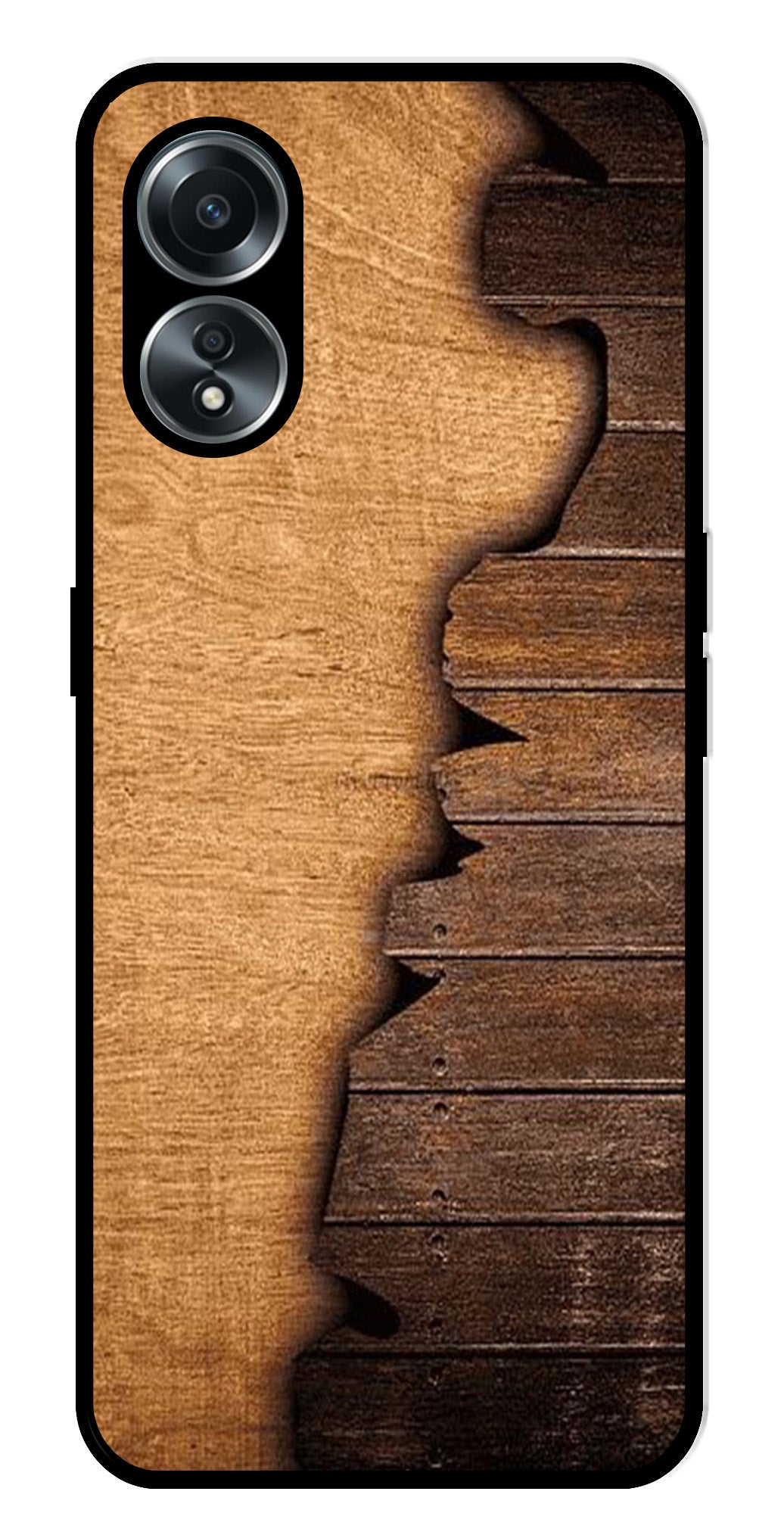 Wooden Design Metal Mobile Case for Oppo A58 4G    (Design No -13)