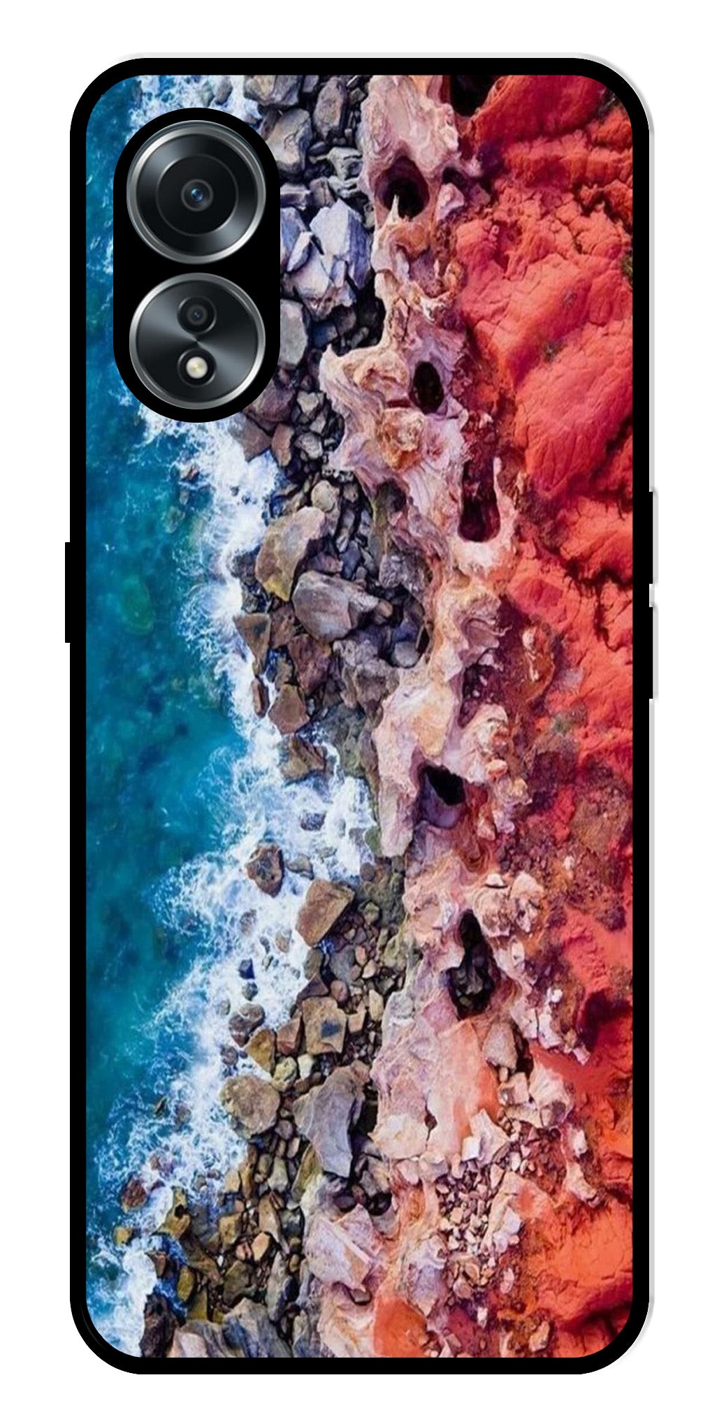 Sea Shore Metal Mobile Case for Oppo A58 4G    (Design No -18)