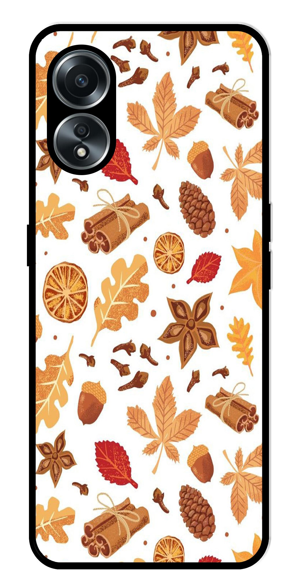 Autumn Leaf Metal Mobile Case for Oppo A58 4G    (Design No -19)