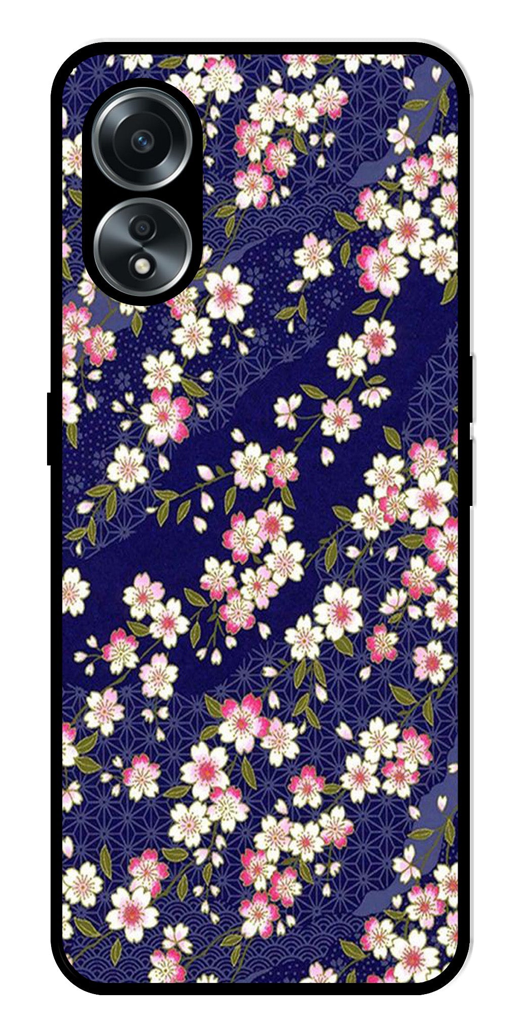 Flower Design Metal Mobile Case for Oppo A58 4G    (Design No -25)
