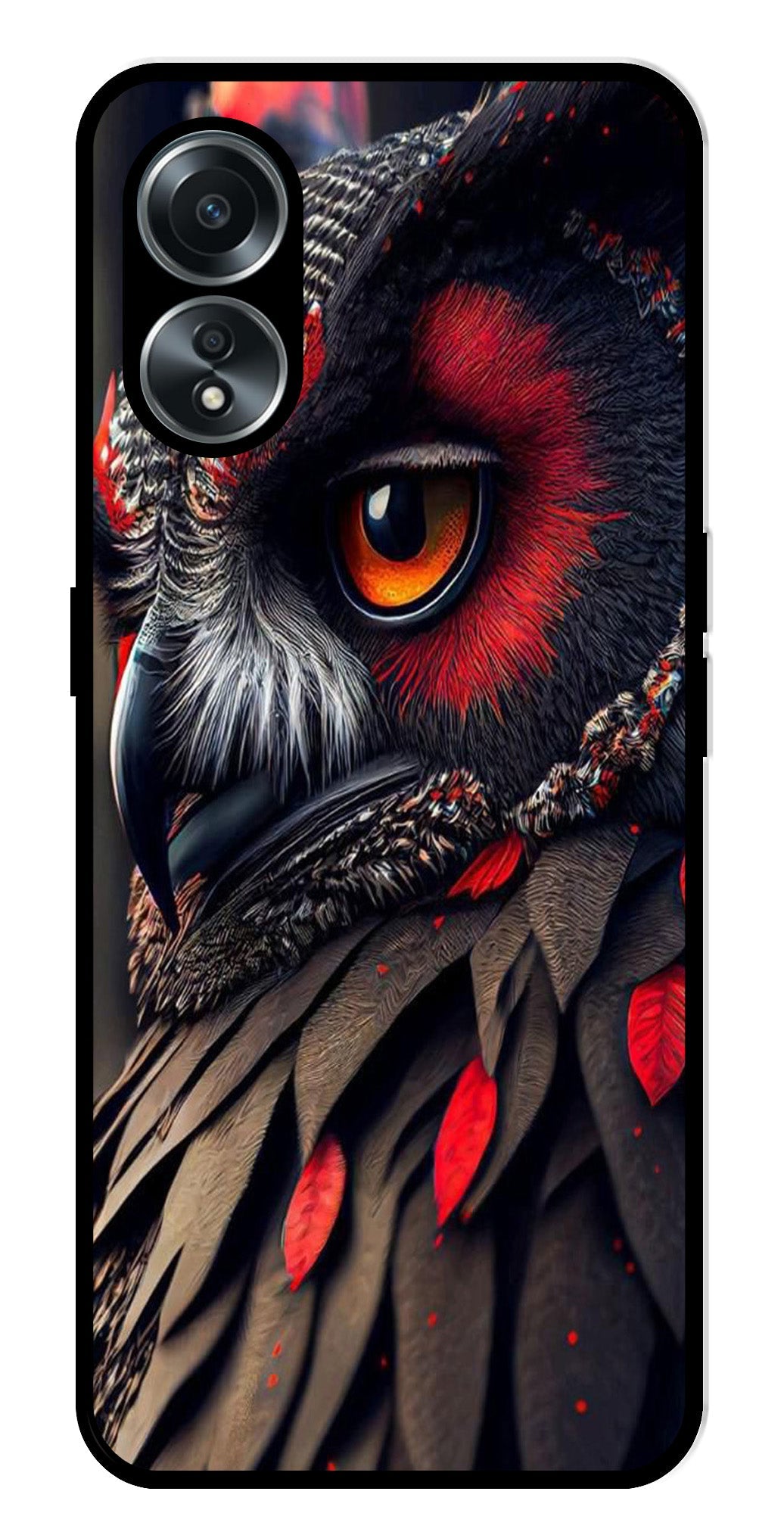 Owl Design Metal Mobile Case for Oppo A58 4G    (Design No -26)
