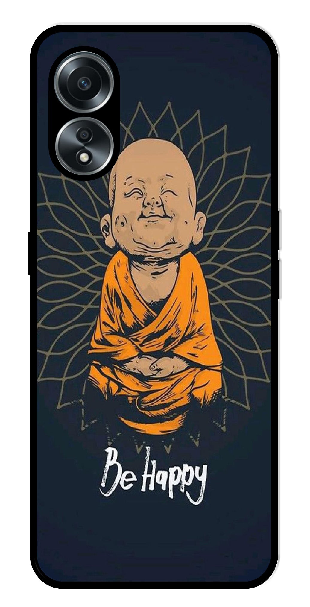 Be Happy Metal Mobile Case for Oppo A58 4G    (Design No -27)