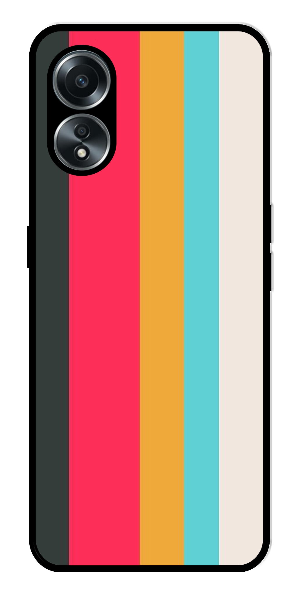 Muted Rainbow Metal Mobile Case for Oppo A58 4G    (Design No -31)