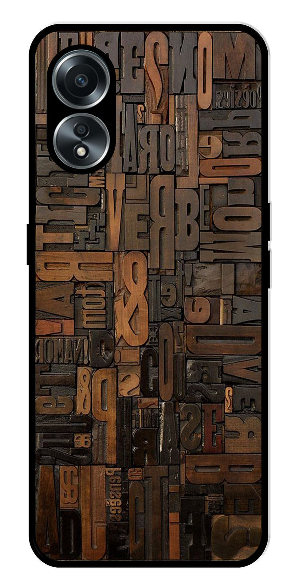 Alphabets Metal Mobile Case for Oppo A58 4G    (Design No -32)