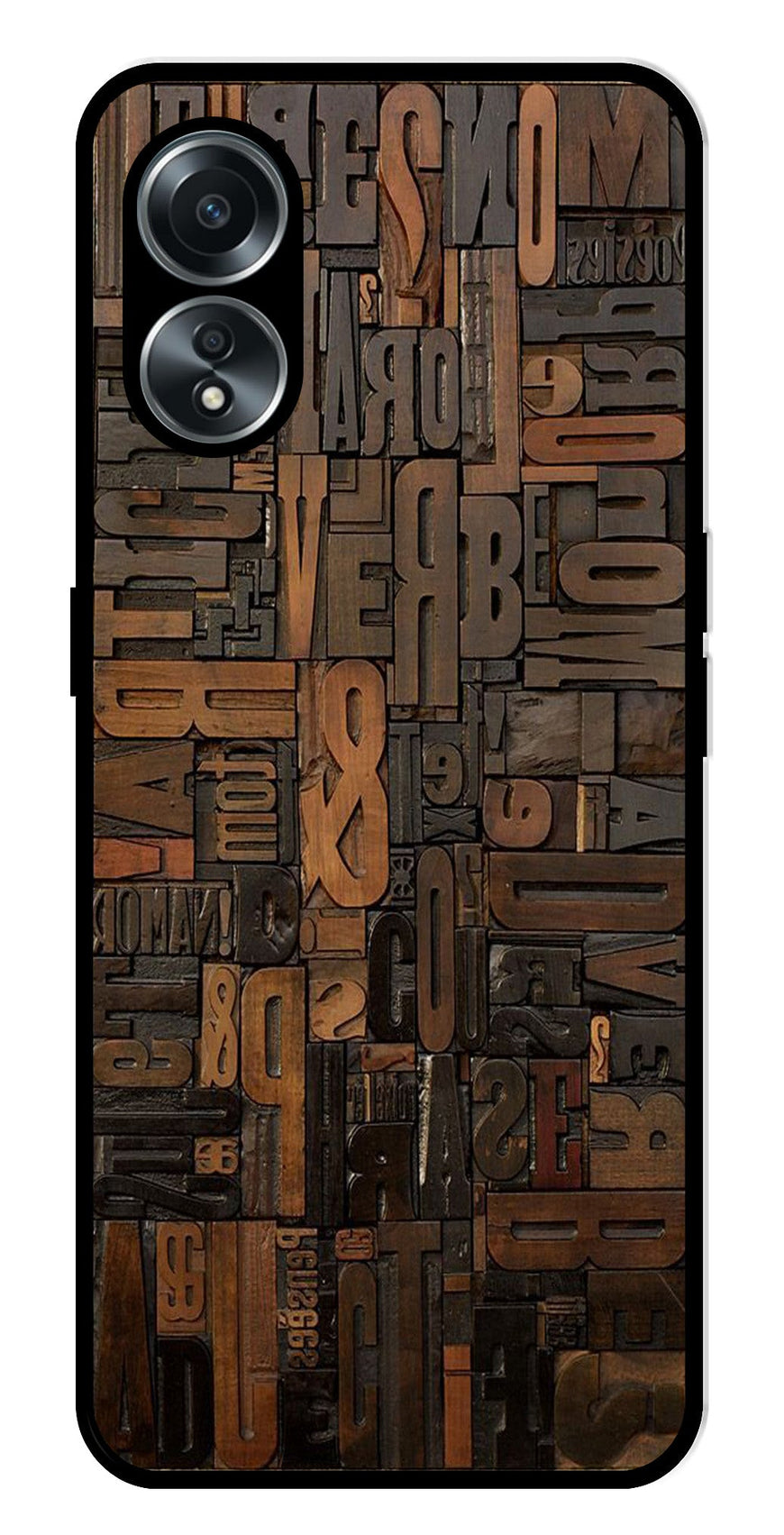 Alphabets Metal Mobile Case for Oppo A58 4G    (Design No -32)