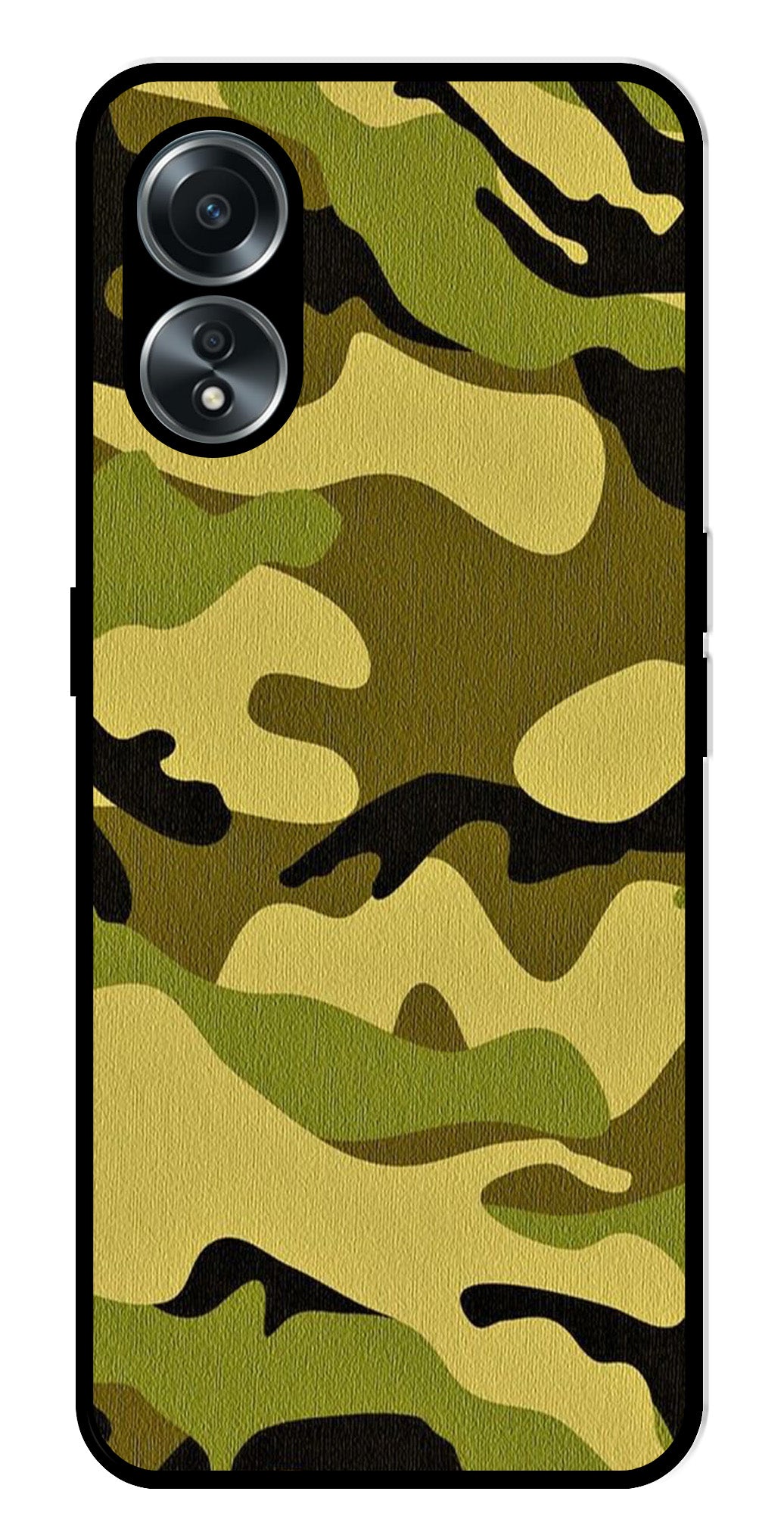 Army Pattern Metal Mobile Case for Oppo A58 4G    (Design No -35)