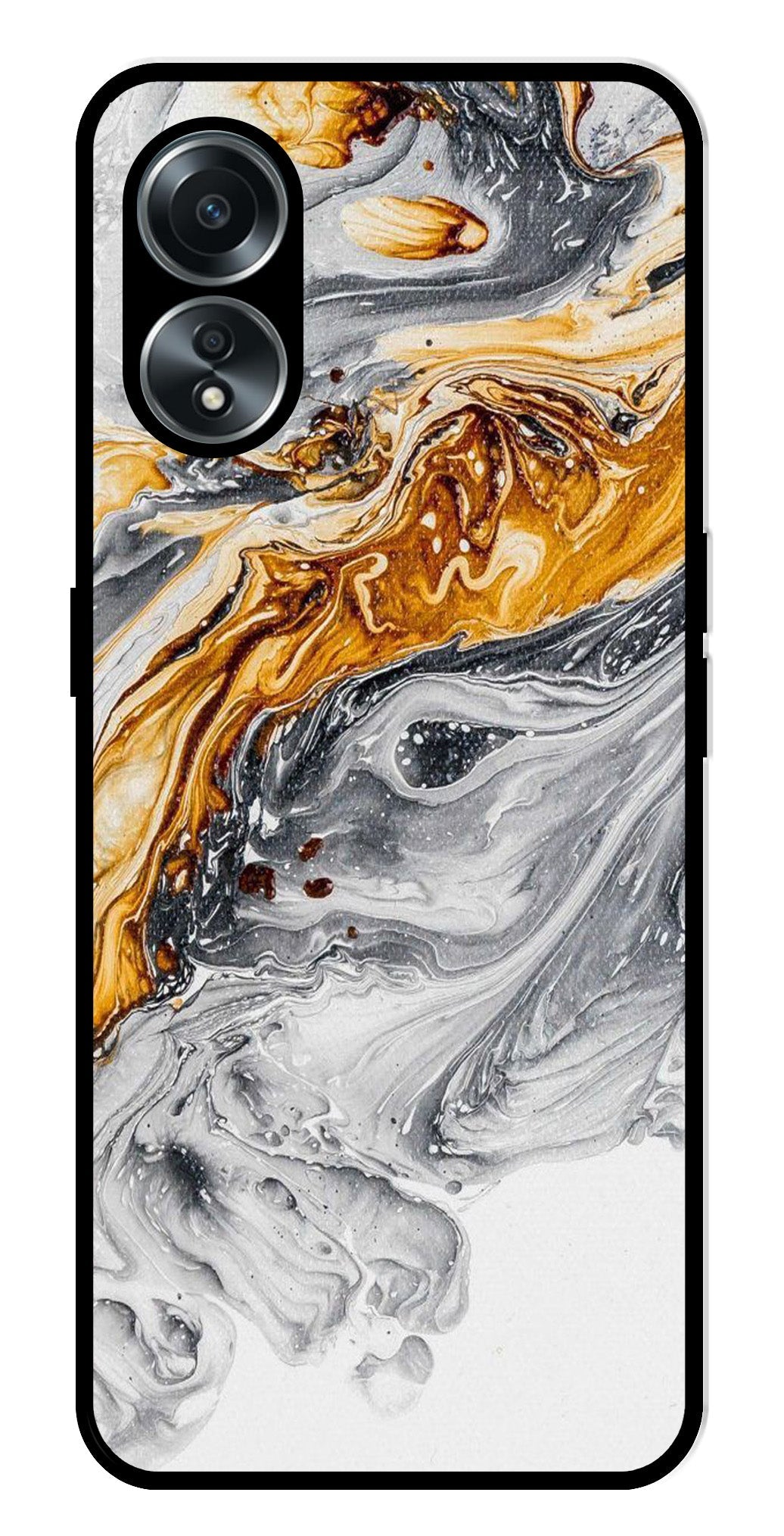 Marble Pattern Metal Mobile Case for Oppo A58 4G    (Design No -36)