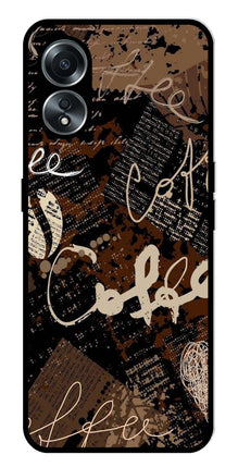 Coffee Pattern Metal Mobile Case for Oppo A58 4G