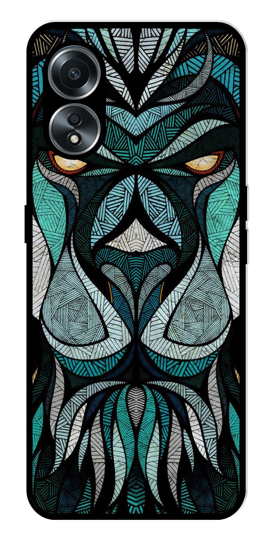 Lion Pattern Metal Mobile Case for Oppo A58 4G    (Design No -40)