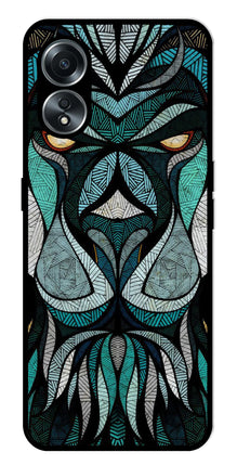 Lion Pattern Metal Mobile Case for Oppo A58 4G