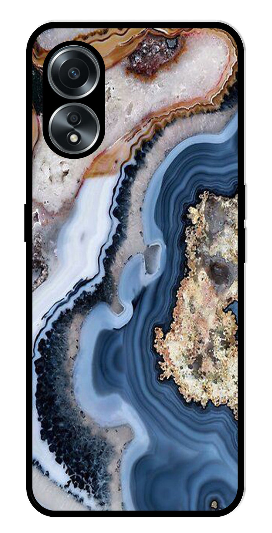 Marble Design Metal Mobile Case for Oppo A58 4G    (Design No -53)