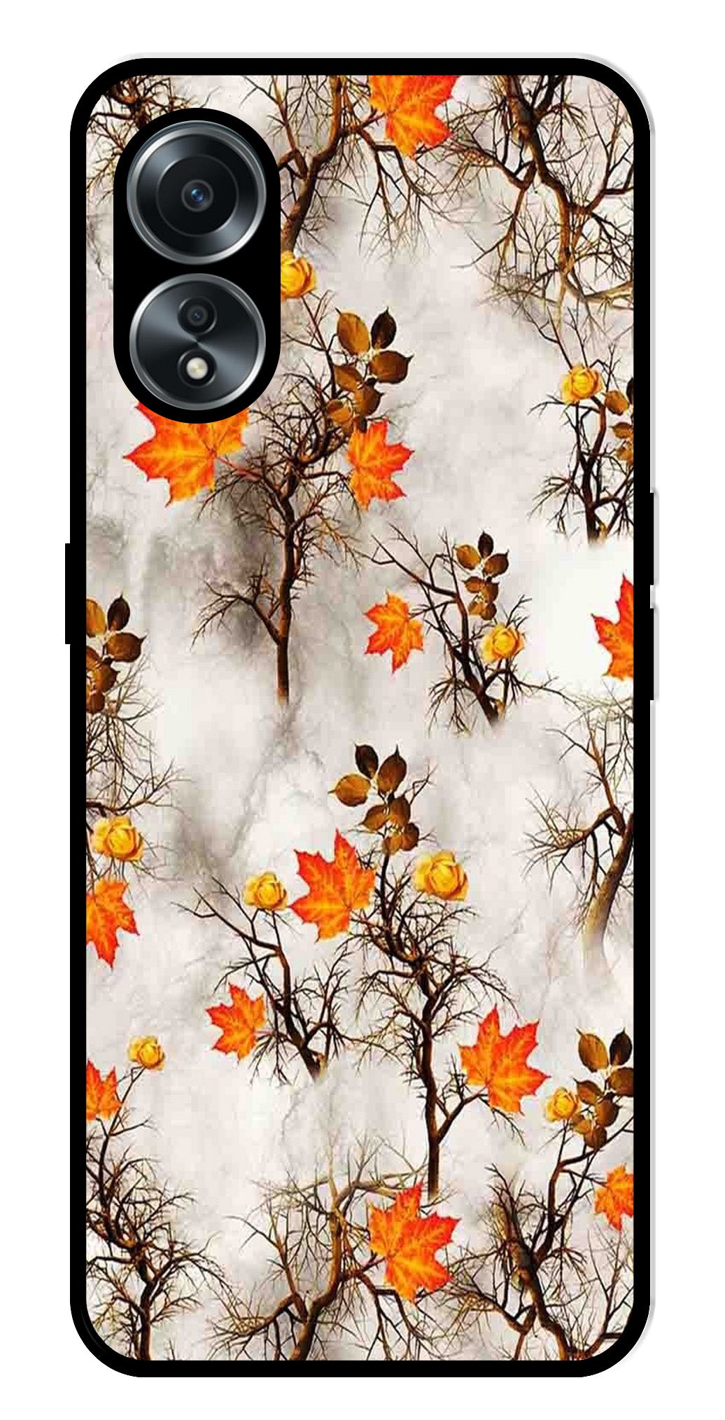 Autumn leaves Metal Mobile Case for Oppo A58 4G    (Design No -55)