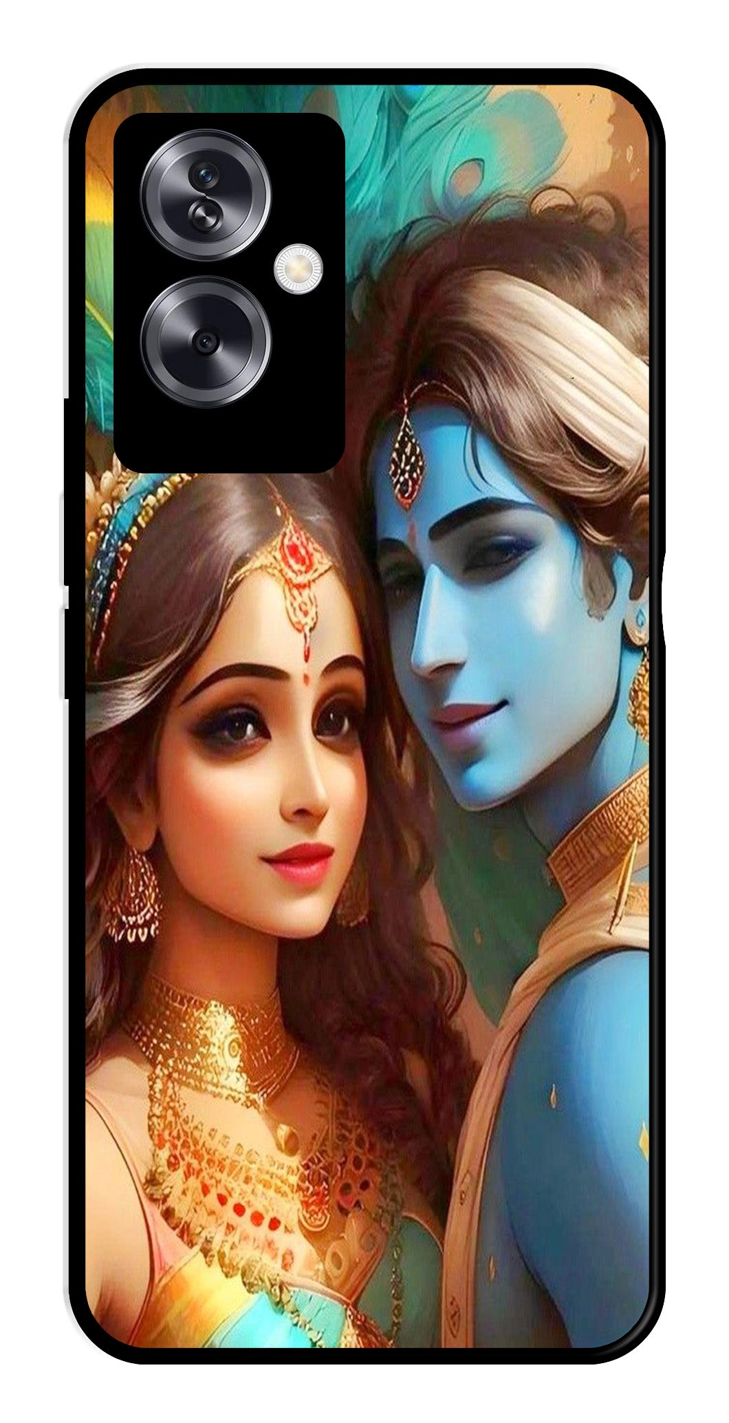 Lord Radha Krishna Metal Mobile Case for Oppo A79 5G    (Design No -01)