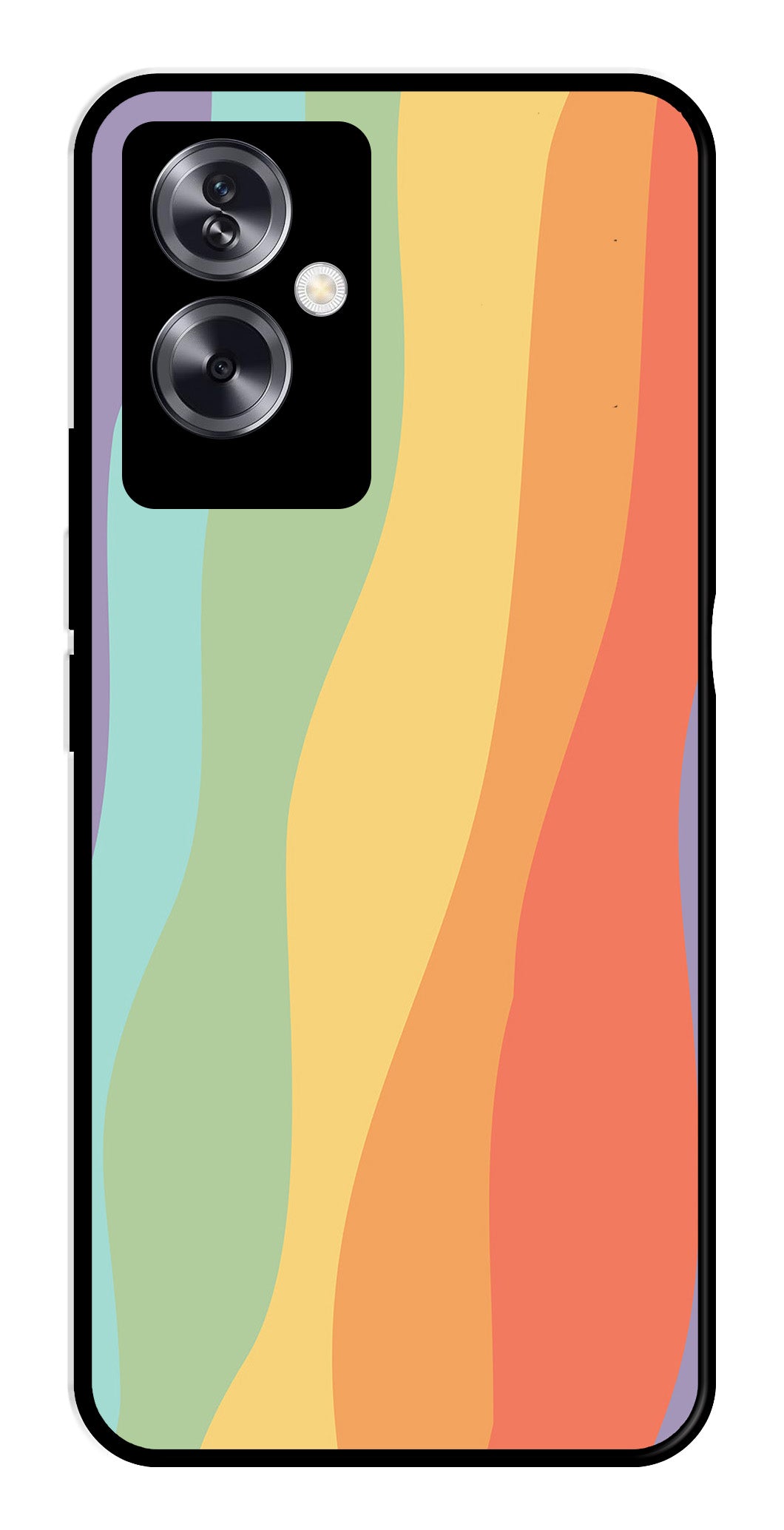 Muted Rainbow Metal Mobile Case for Oppo A79 5G    (Design No -02)