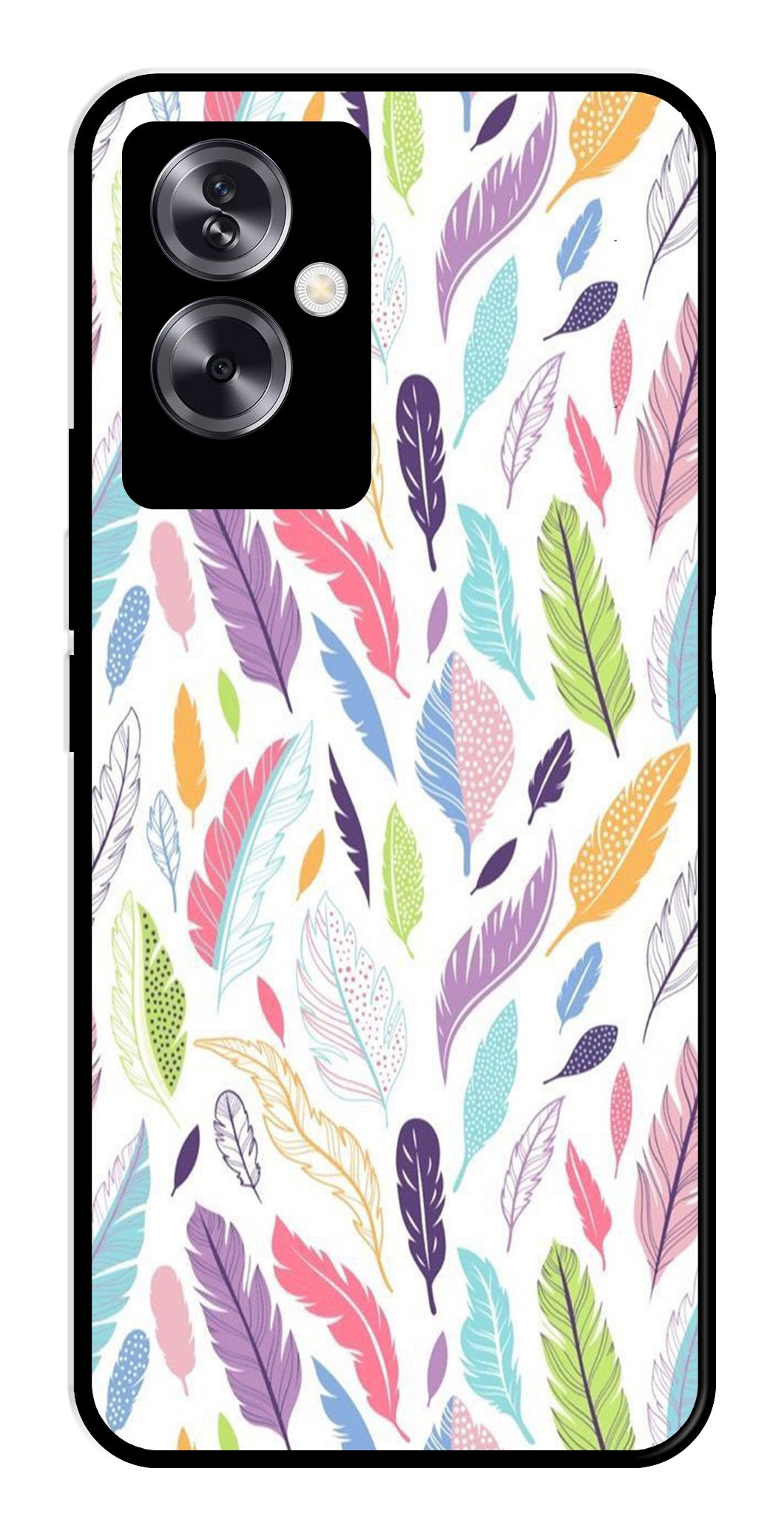 Colorful Feathers Metal Mobile Case for Oppo A79 5G    (Design No -06)