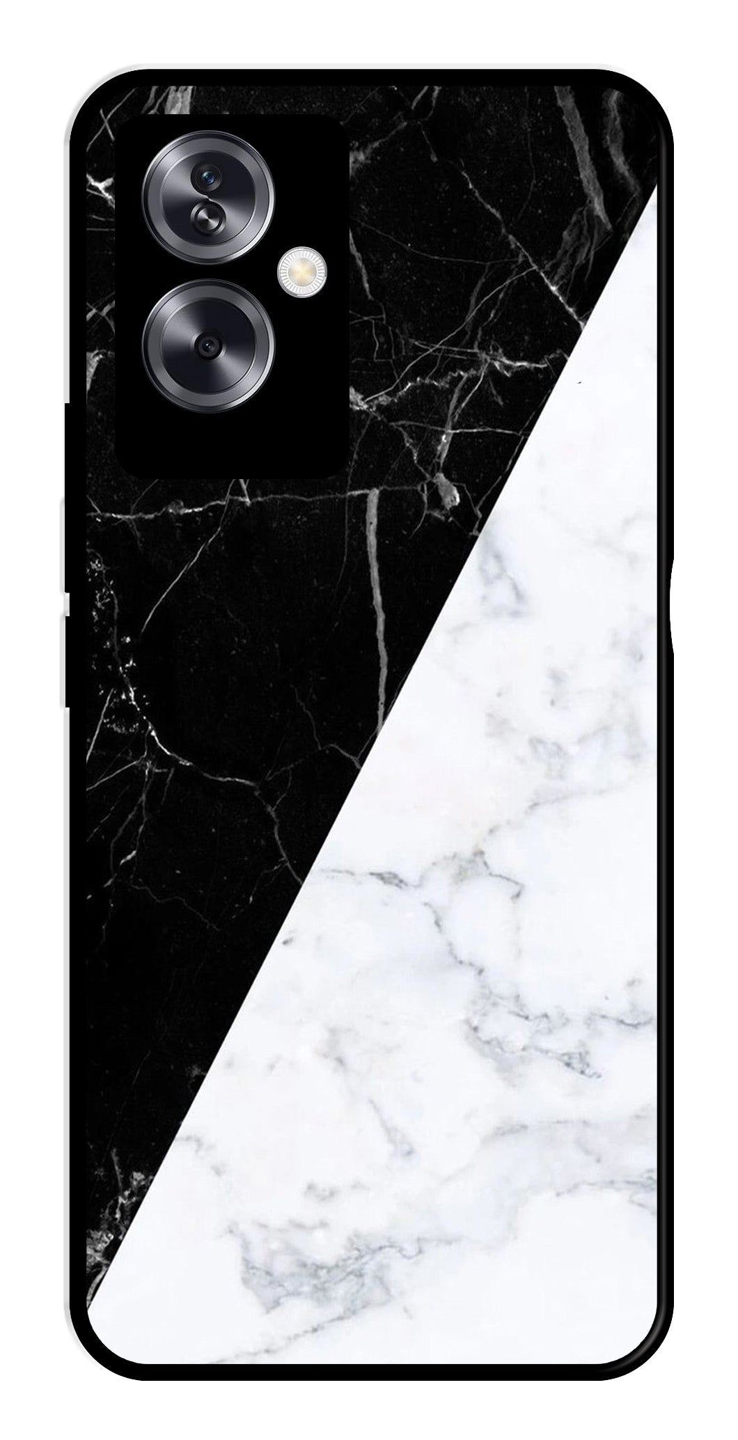 Black White Marble Design Metal Mobile Case for Oppo A79 5G    (Design No -09)