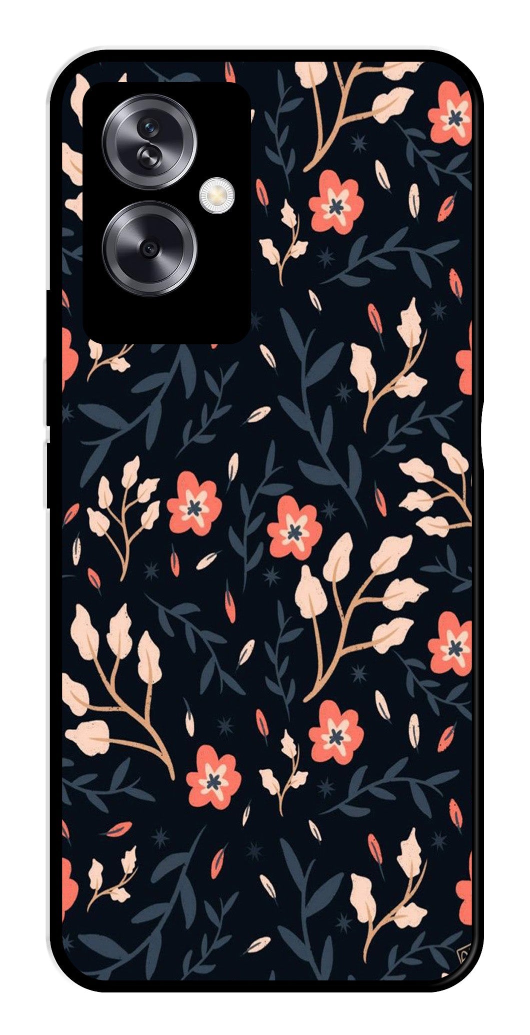 Floral Pattern Metal Mobile Case for Oppo A79 5G    (Design No -10)