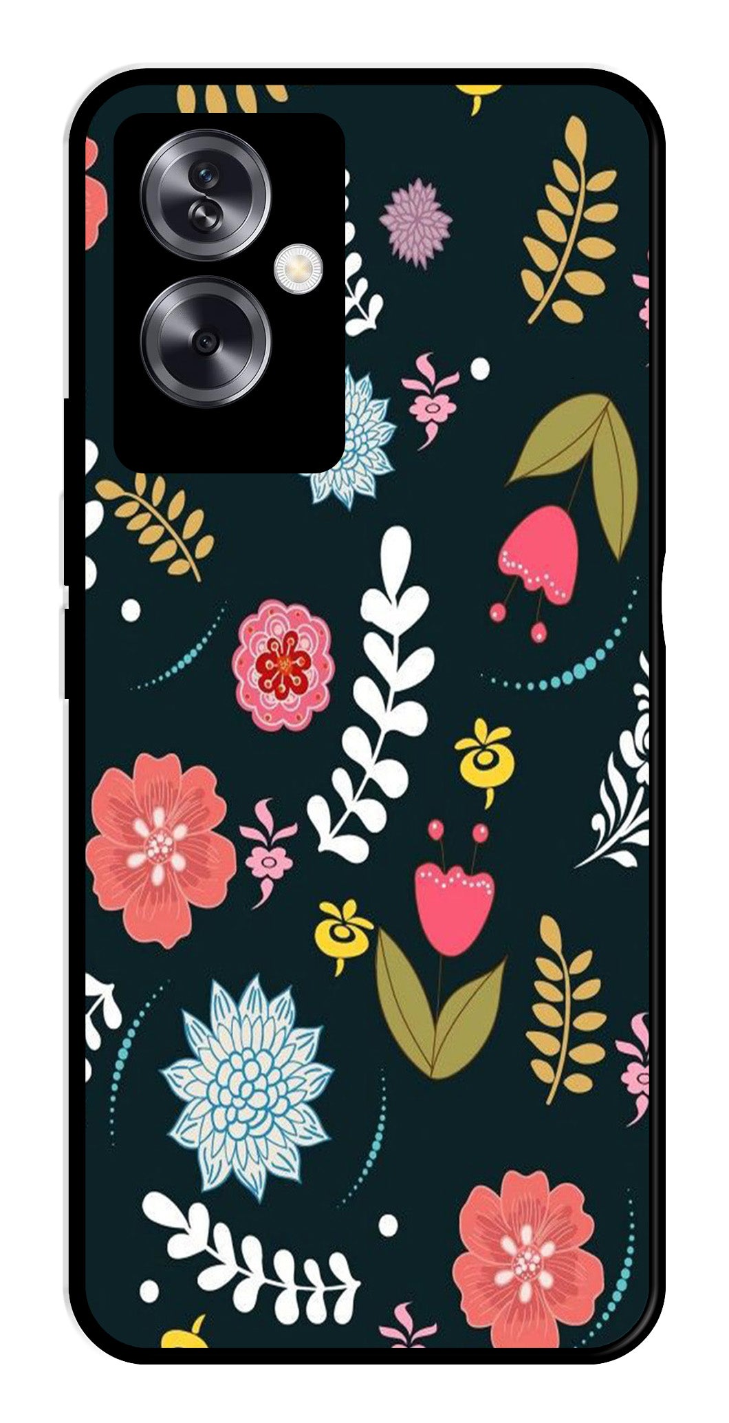 Floral Pattern2 Metal Mobile Case for Oppo A79 5G    (Design No -12)