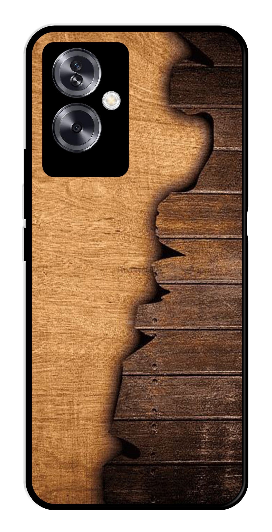 Wooden Design Metal Mobile Case for Oppo A79 5G    (Design No -13)