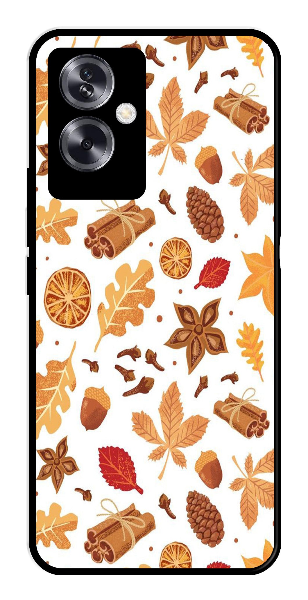Autumn Leaf Metal Mobile Case for Oppo A79 5G    (Design No -19)