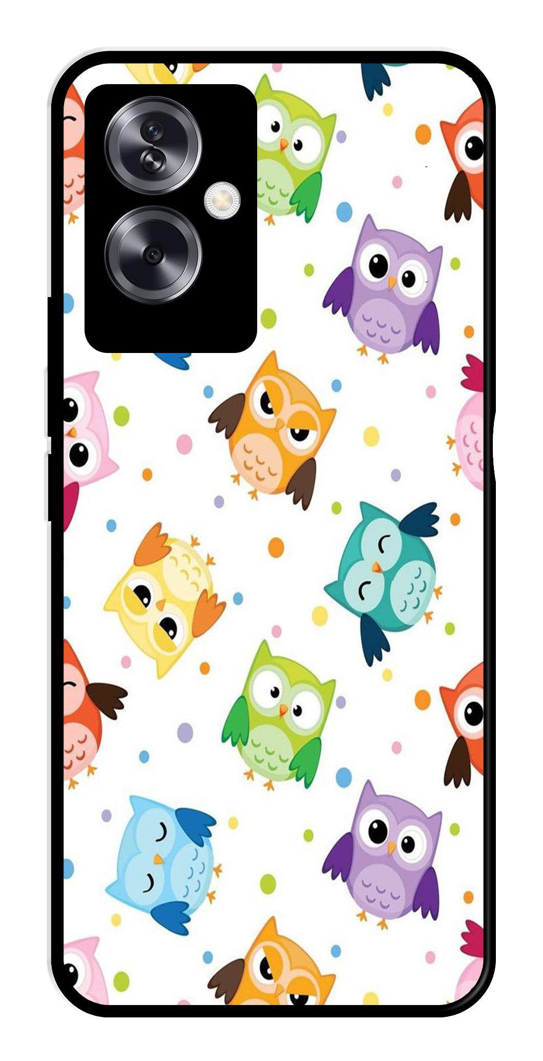 Owls Pattern Metal Mobile Case for Oppo A79 5G    (Design No -20)