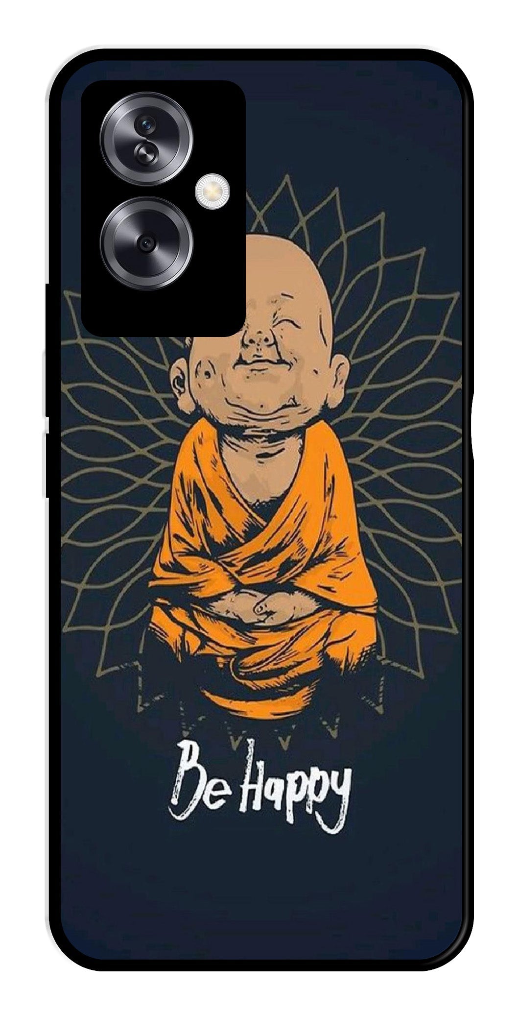 Be Happy Metal Mobile Case for Oppo A79 5G    (Design No -27)