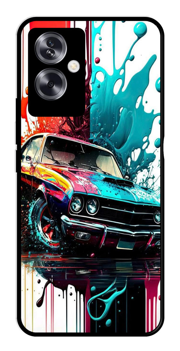 Vintage Car Metal Mobile Case for Oppo A79 5G    (Design No -29)
