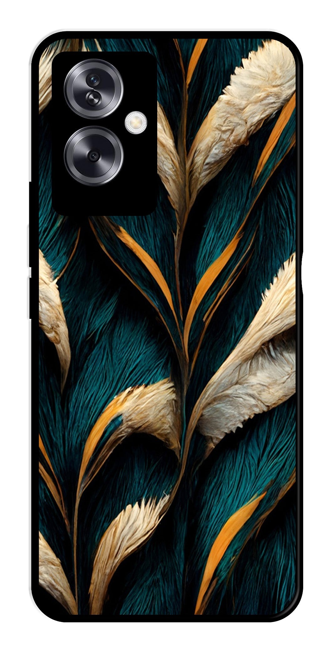 Feathers Metal Mobile Case for Oppo A79 5G    (Design No -30)