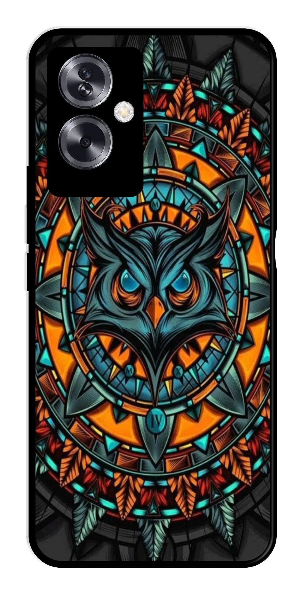 Owl Pattern Metal Mobile Case for Oppo A79 5G    (Design No -42)