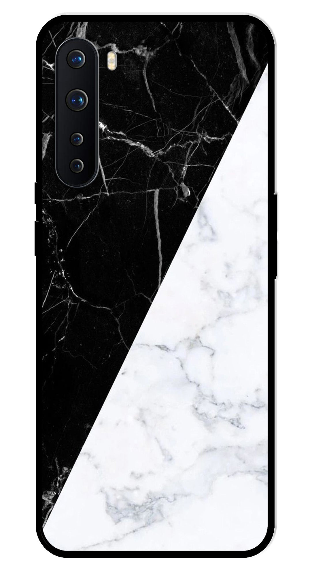 Black White Marble Design Metal Mobile Case for OnePlus Nord