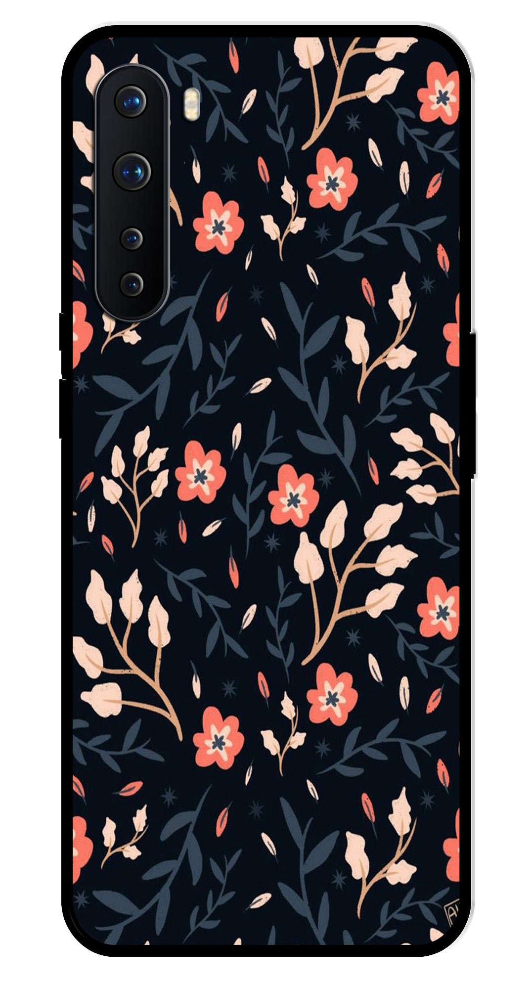Floral Pattern Metal Mobile Case for OnePlus Nord
